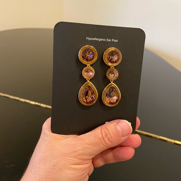 NWT J. Crew triple stone drop statement earrings - Picture 4 of 16